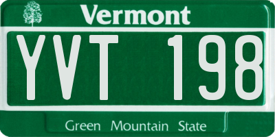 VT license plate YVT198