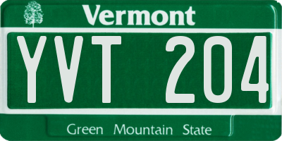 VT license plate YVT204