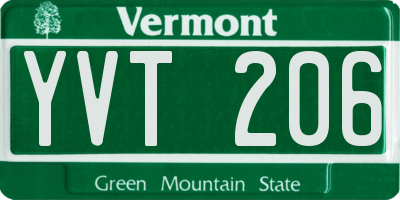 VT license plate YVT206
