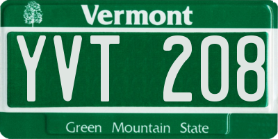 VT license plate YVT208