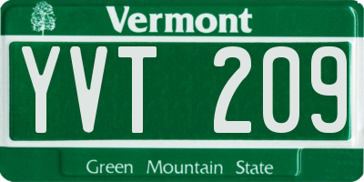 VT license plate YVT209