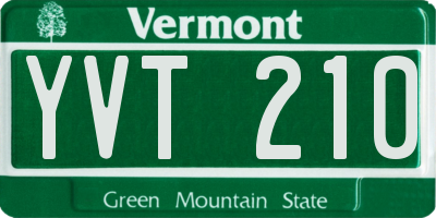 VT license plate YVT210