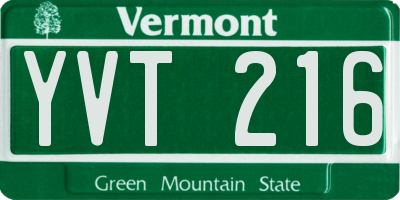 VT license plate YVT216