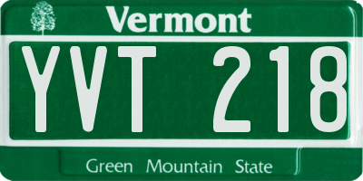 VT license plate YVT218