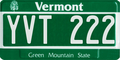VT license plate YVT222