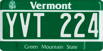 VT license plate YVT224