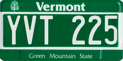 VT license plate YVT225