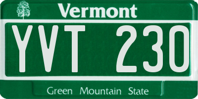 VT license plate YVT230