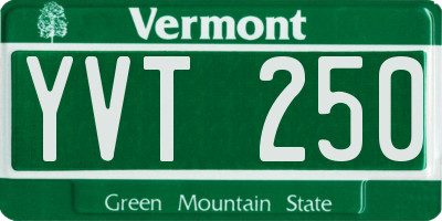VT license plate YVT250