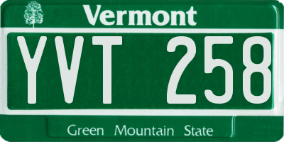VT license plate YVT258