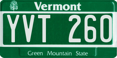 VT license plate YVT260