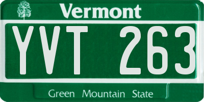 VT license plate YVT263