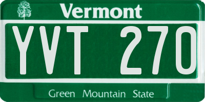 VT license plate YVT270