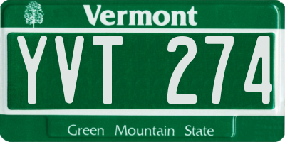 VT license plate YVT274