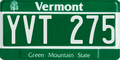VT license plate YVT275