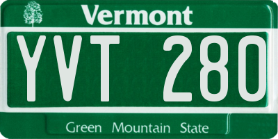 VT license plate YVT280