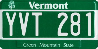 VT license plate YVT281