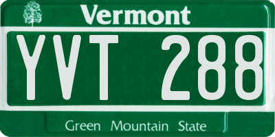 VT license plate YVT288