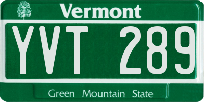 VT license plate YVT289