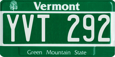 VT license plate YVT292