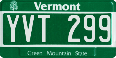 VT license plate YVT299
