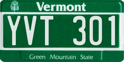 VT license plate YVT301