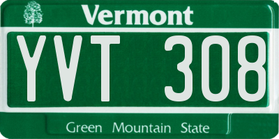 VT license plate YVT308