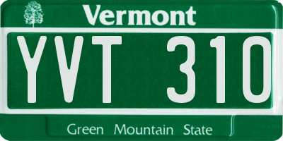 VT license plate YVT310