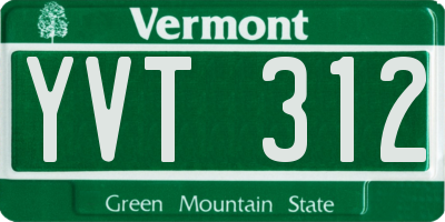 VT license plate YVT312