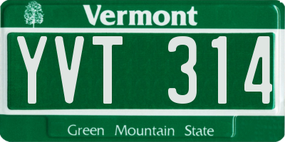 VT license plate YVT314