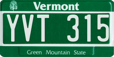VT license plate YVT315