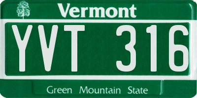 VT license plate YVT316