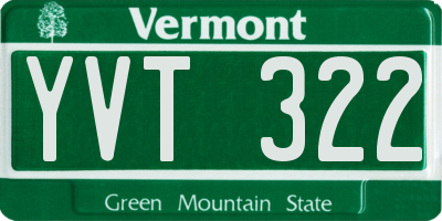 VT license plate YVT322