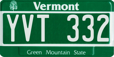 VT license plate YVT332