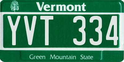 VT license plate YVT334