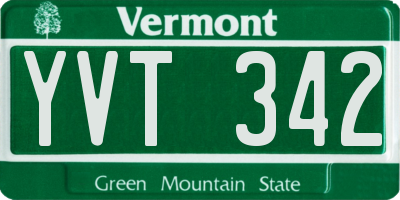VT license plate YVT342