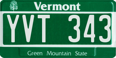 VT license plate YVT343
