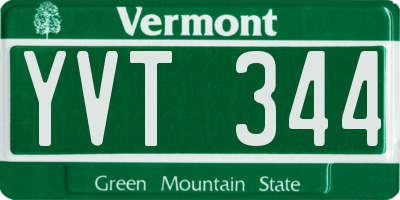VT license plate YVT344