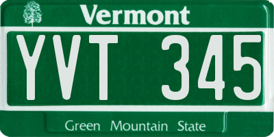 VT license plate YVT345