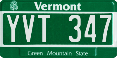 VT license plate YVT347