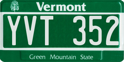 VT license plate YVT352