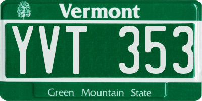 VT license plate YVT353