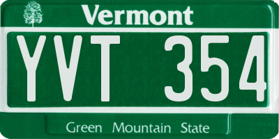 VT license plate YVT354