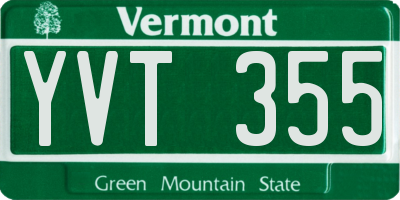VT license plate YVT355