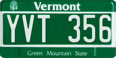 VT license plate YVT356