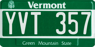 VT license plate YVT357
