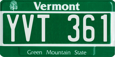 VT license plate YVT361