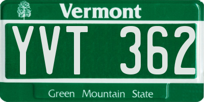 VT license plate YVT362