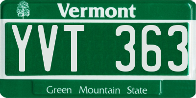 VT license plate YVT363