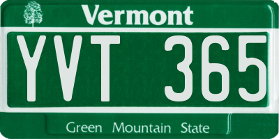 VT license plate YVT365
